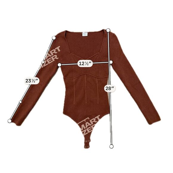 Abercrombie & Fitch Corset Sweetheart Sweater Bodysuit Medium Brown Romantic - Picture 6 of 10